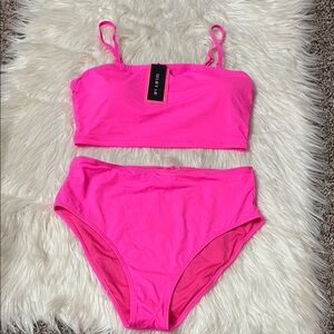 NWT Tempt Me From Amazon Bright Hot Pink 2 Piece Swim Suit Size M